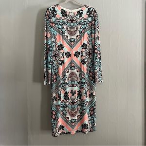 Maggy London damask midi sheath dress